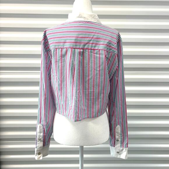 Le Superbe Halfway There Shirt, Crop Top, Striped Button Up, Women’s Size S - Picture 3 of 5